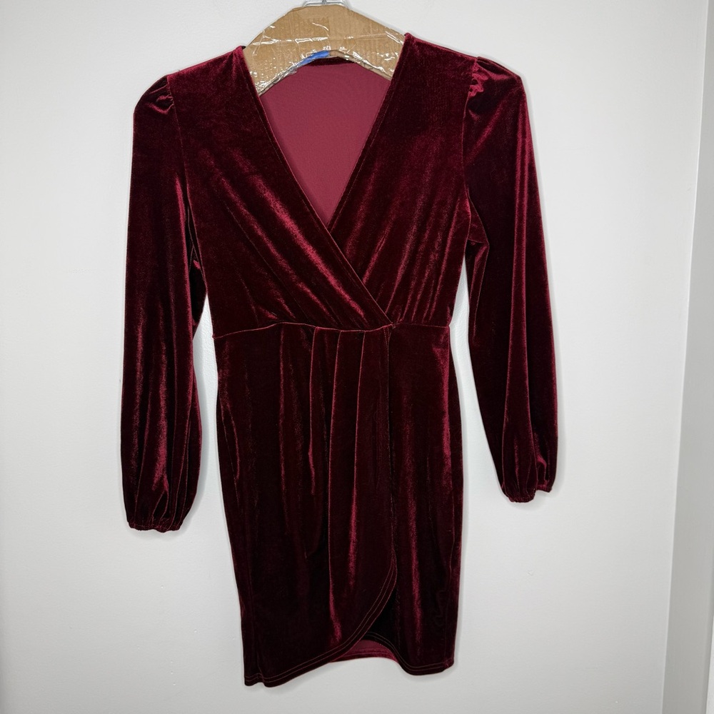 SHEIN Burgundy Long Sleeve Dress
